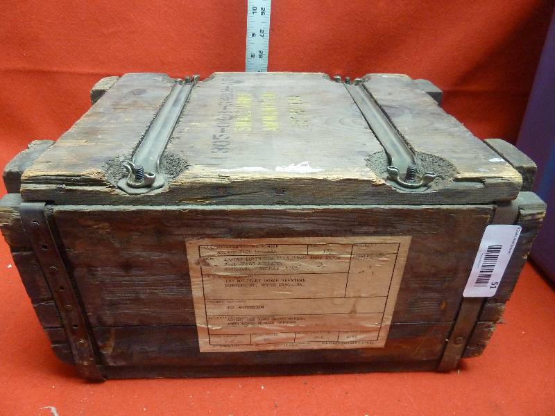 lot 51 image: Vintage Wood Ammunition Box