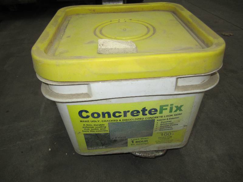 Bucket of concrete repair mix...