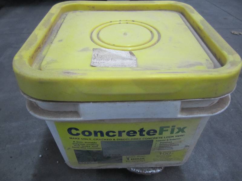 Bucket of concrete repair mix...