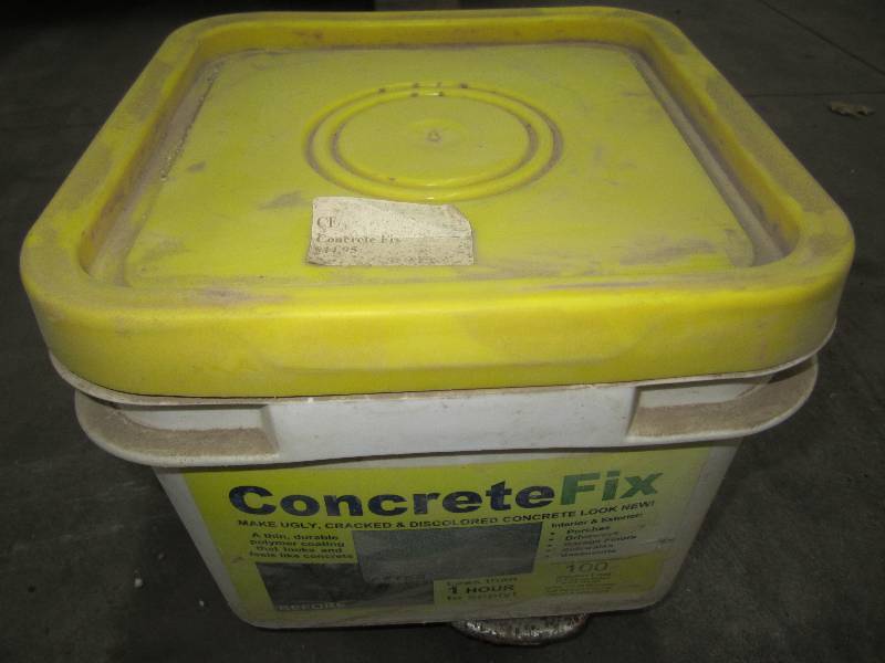 Bucket of concrete repair mix...