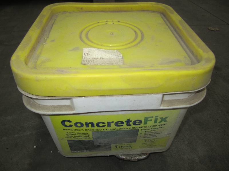 Bucket of concrete repair mix...