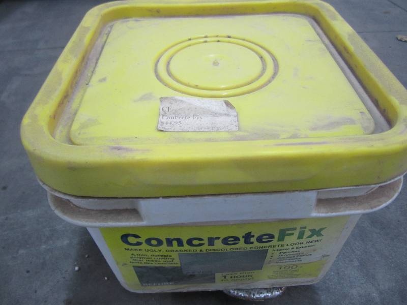 Bucket of concrete repair mix...