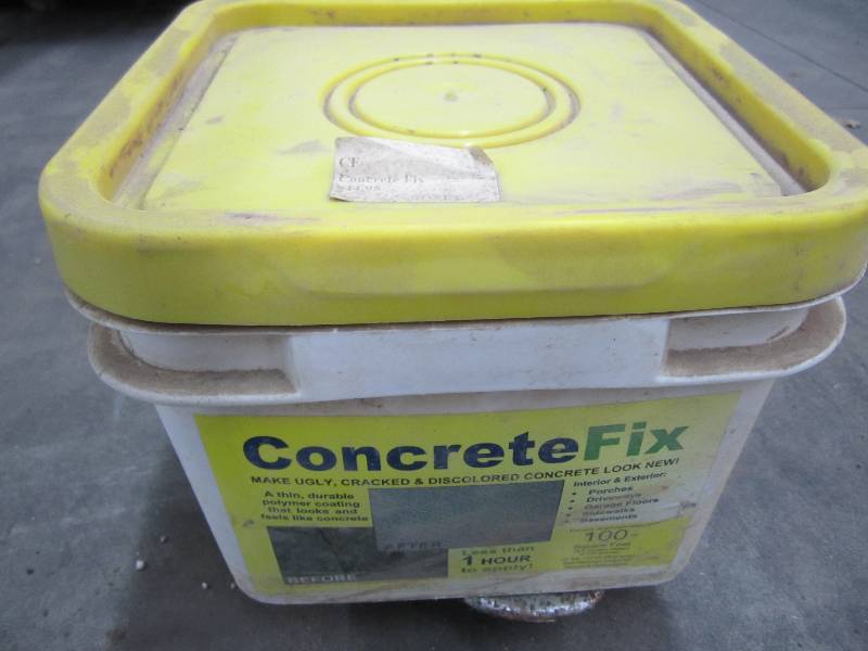 Bucket of concrete repair mix...