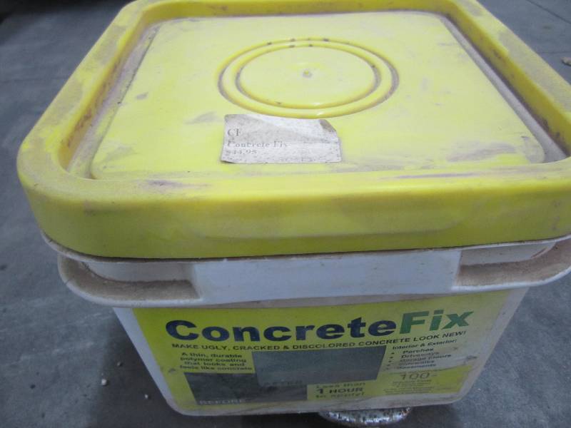 Bucket of concrete repair mix...