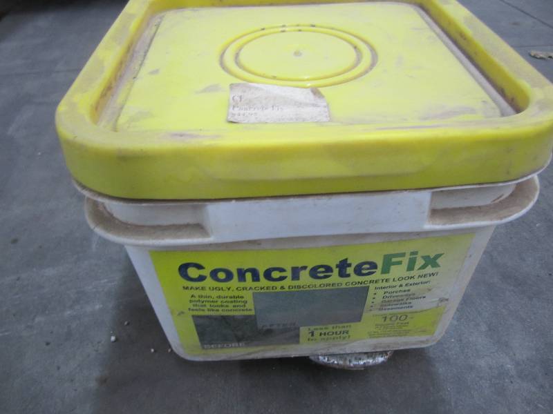 Bucket of concrete repair mix...