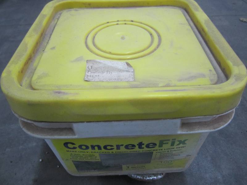 Bucket of concrete repair mix...