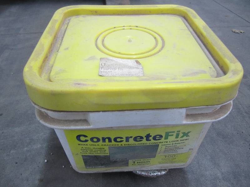 Bucket of concrete repair mix...