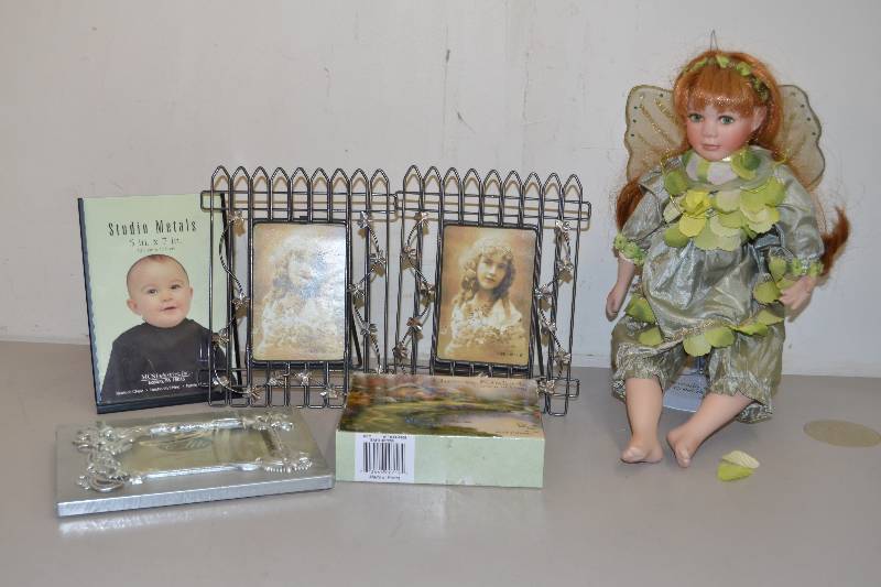lot 269 image: Garden Fairy Porcelain Doll, Picture Frames