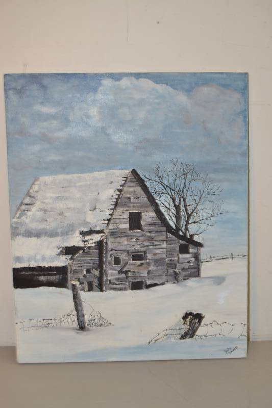 lot 285 image: Canvas Painting & frame