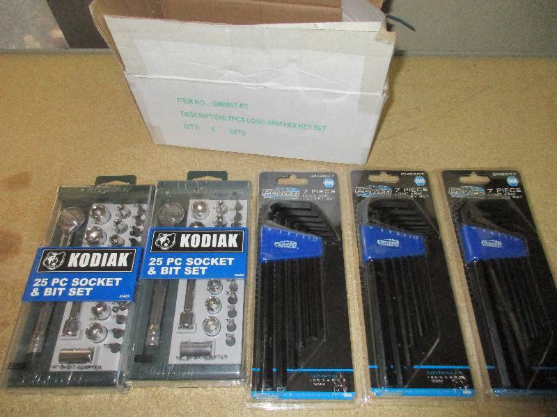 3 - 7 piece hex key sets and 2 Kodiak 25 piece socket sets