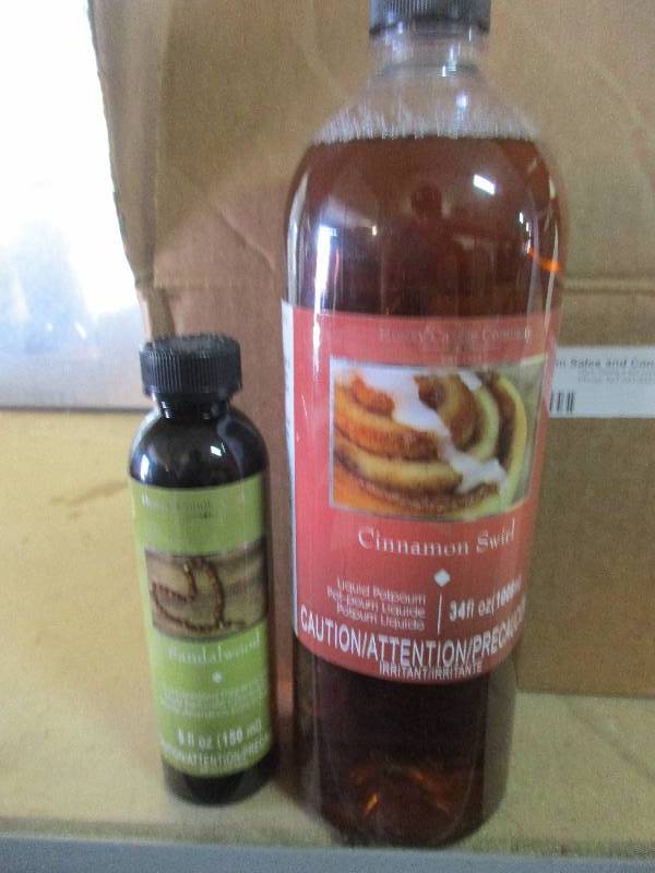 24 bottles sandalwood concentrated fragrance oil 5 fl oz and 4 cinnamon swirl 34 fl oz