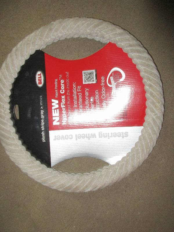 8 plush gray steering wheel covers