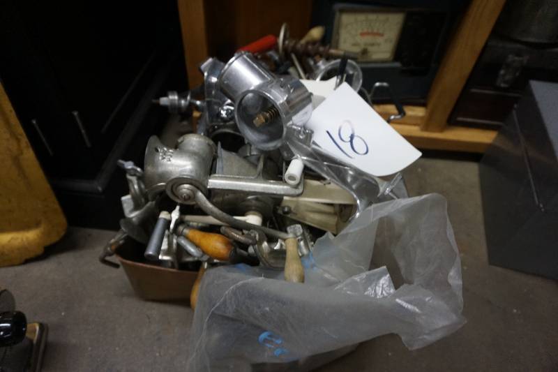Lot of Manual MeatFood Grinders In Assorted Sizes