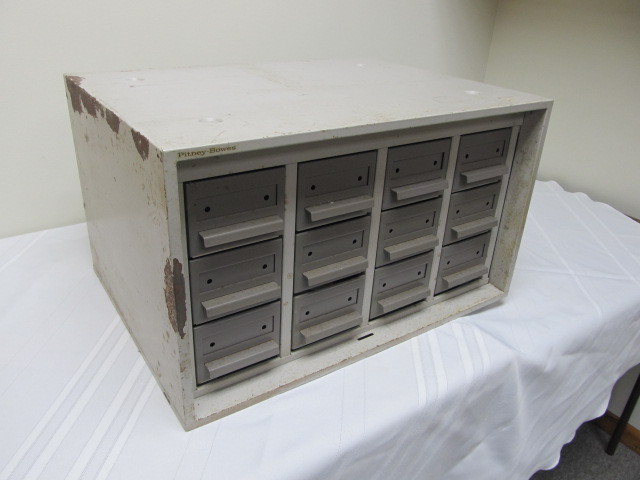 lot 11 image: Heavy Duty Vintage Metal Parts Cabinet