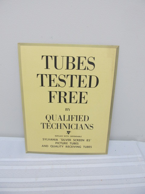 lot 56 image: Vtg Sylvania Radio Tubes Countertop Advertising Display Sign