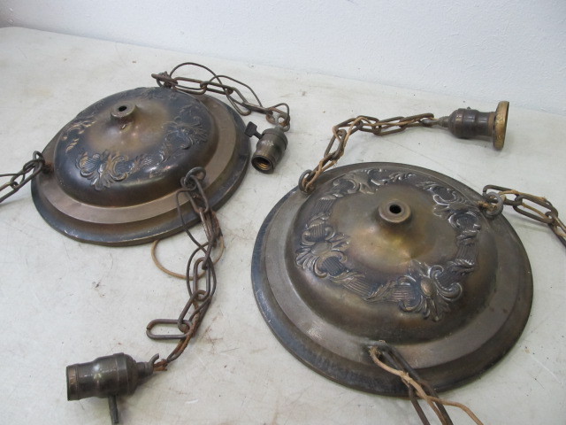 lot 70 image: Pair of Antique Hanging Light Fixtures