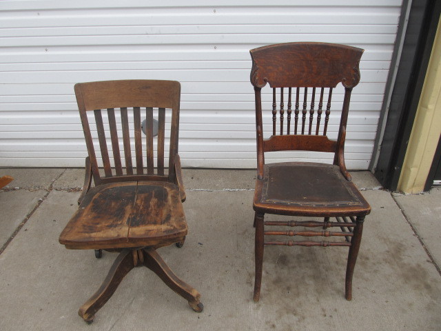 lot 84 image: 2 Antique Wooden Chairs