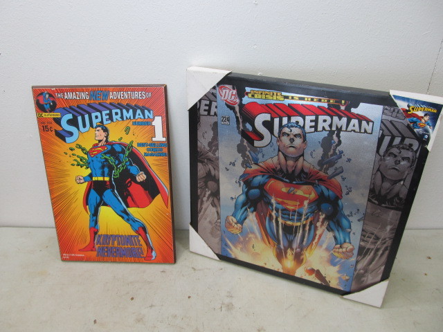 lot 92 image: 2 Good Quality Superman Wood-Backed Posters