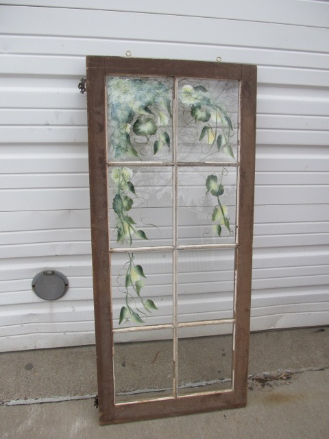 lot 107 image: Antique Window wHand Painted Glass