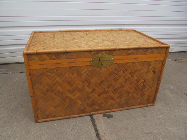 lot 105 image: Vintage Bamboo Chest wBrass Hardware