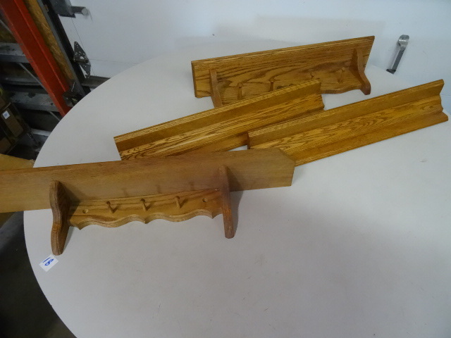 4 wood wall shelves.