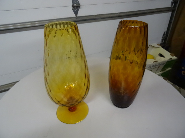 2 vases. Glass 15 tall...