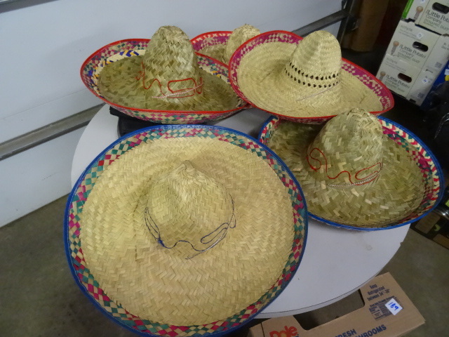 6 mexican hats. 3 pair of flip flop...