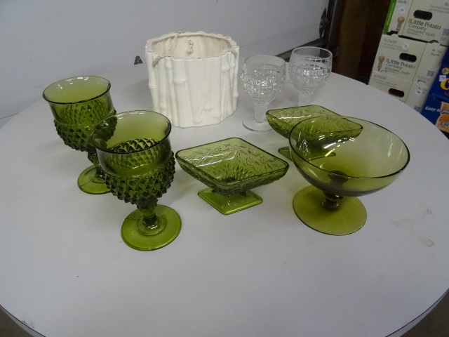Misc green glassware and more...