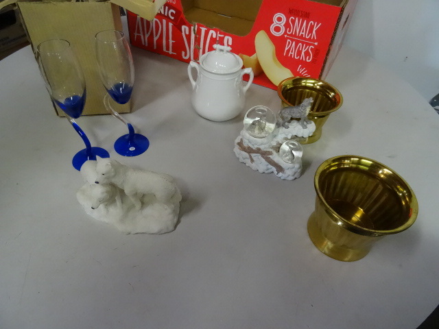 Wine glasses. Home dcor. Brass containers and more