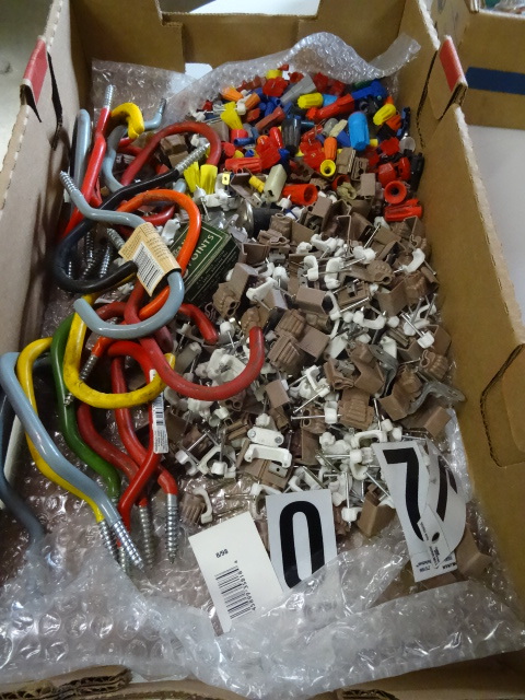 Wire nails. Wire nuts. Screw in hoo...