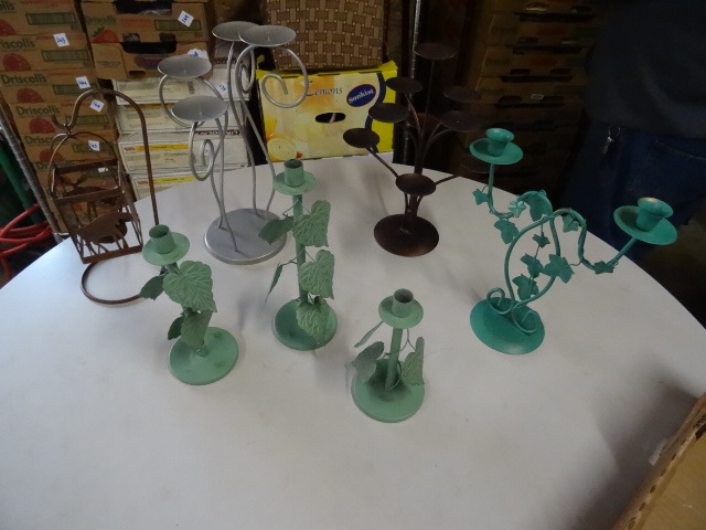 Variety of metal candle holders...