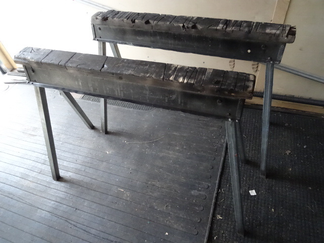 1 pair of fold up saw horses. Square tubing legs