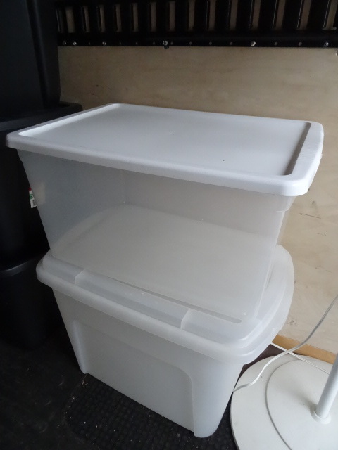 2 storage tubs. Approx 20 gal each