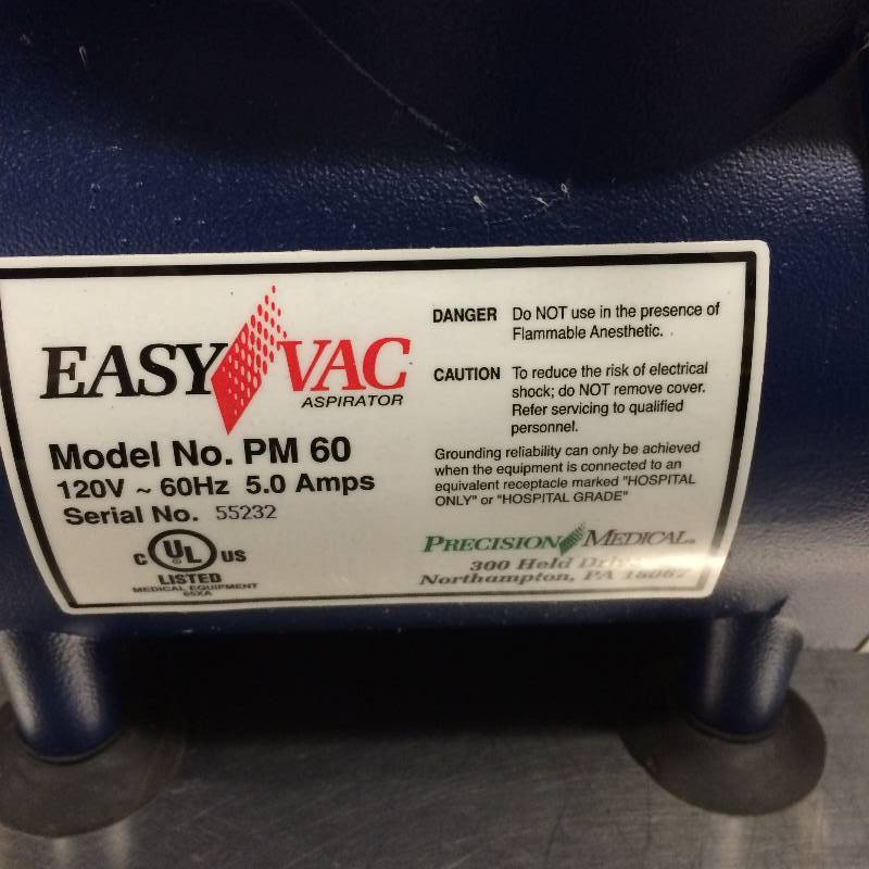 lot 21 image: Precision Medical EasyVac PM60 Portable Aspirator Suction Machine - Excellent Condition