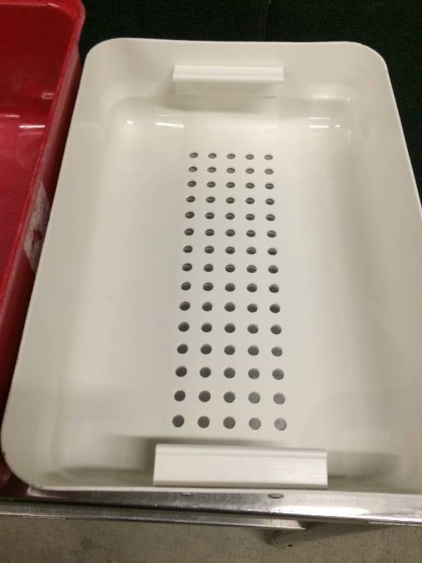 lot 26 image: Retail New $200 Healthmark Instrument Trays Autoclavable to 250° F, chemical-resistant, and compatible with steam, EtO, and gas-plasma sterilization With Extra Tray - Only 1 Clamp Locks