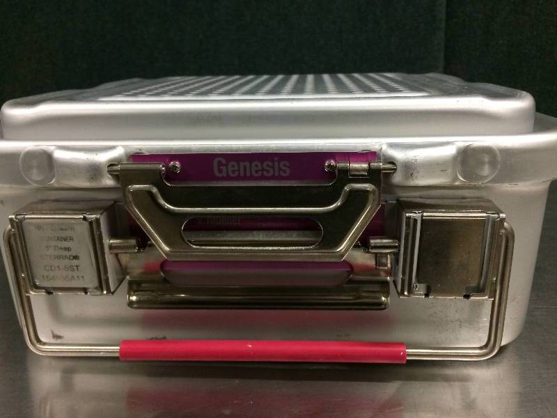 lot 29 image: Wow Retails New $800 V. MUELLER GENESIS CD2-5ST Mid-Length Sterilization Container Sterrad System Compatible Plasma Pink Gaskets - Like New Condition