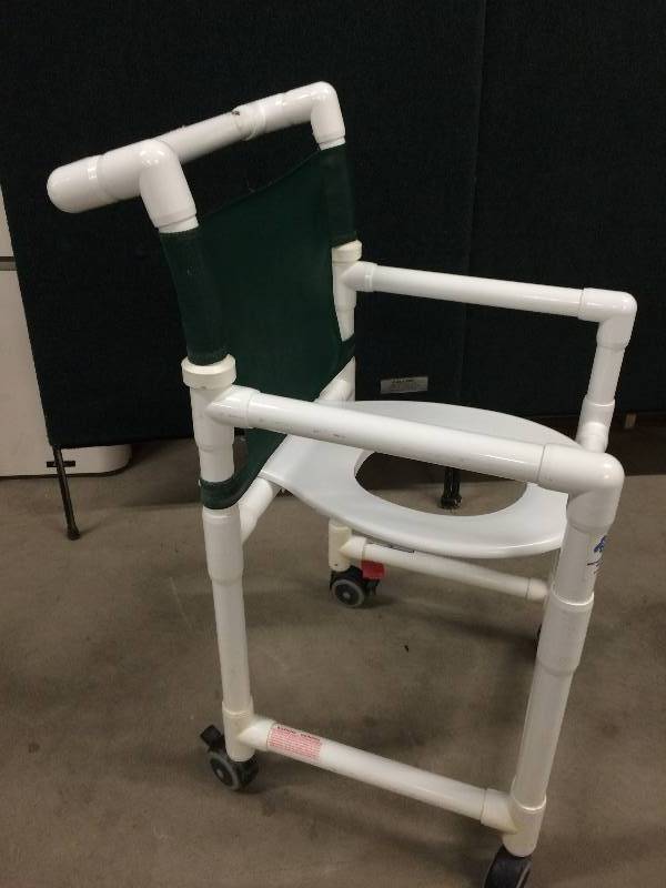 lot 44 image: Innovative Products Unlimited Mobile Deluxe Shower Commode Chair With Locking Wheel Brakes - Super Condition