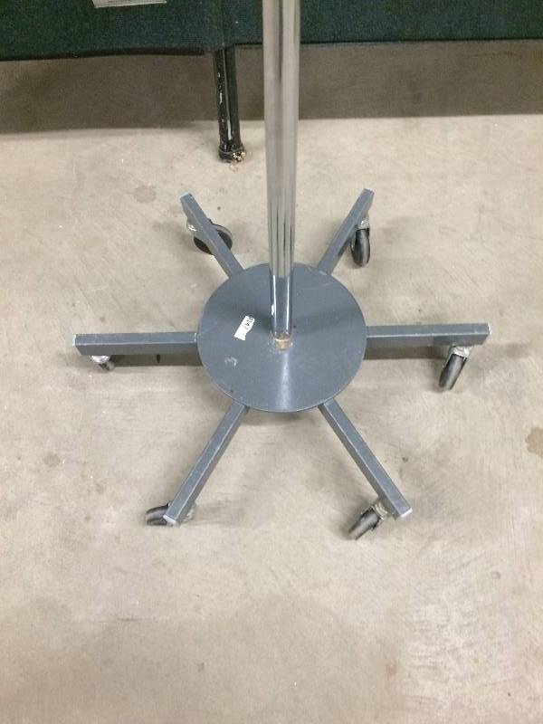 lot 60 image: REtails Used $250 MEdical Grade HEavy Duty Stainless Steel Height Adjustable Telescoping Deluxe 4-Ram Hook I.V. Stand IV Pole 6 Wheel Mobile Rolling I V - Many Other Uses For this Stand - Excellent