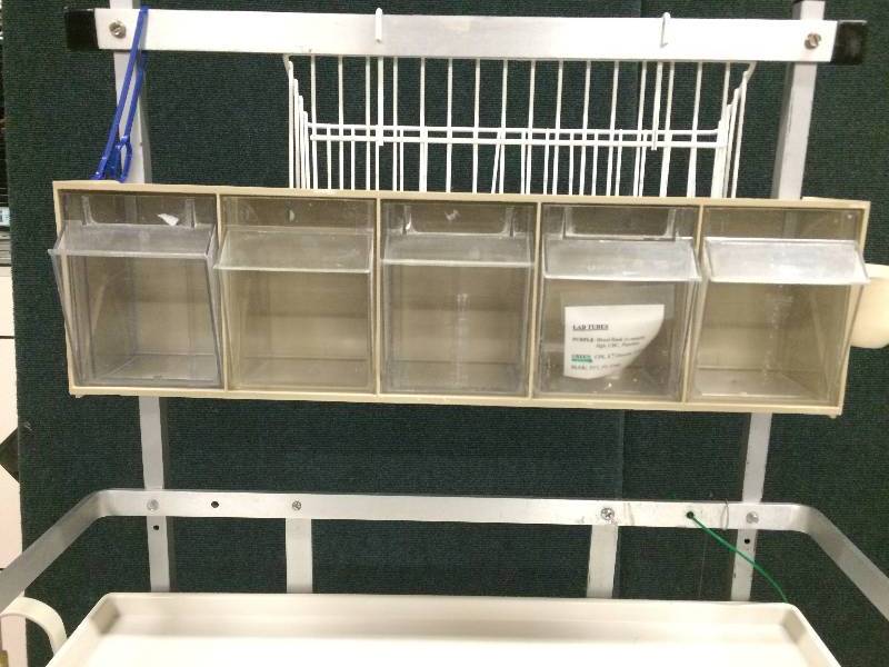 lot 63 image: Alert Mechanic Crafters Garage Craftsman Tool Organization Mobile Cart Multiple All Unlocked Drawers Bumper Guards Plus Upper Shelves This Is Medical Grade Folks &May be Last One - I want it