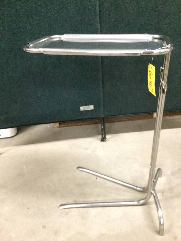 lot 65 image: Medical Mayo Surgical Instrument Stand Tray Stainless Convenient Foot Lever To Raise & Lower Plus Tray Is Removable - Very Expensive Even When Purchased Used - Nice Condition
