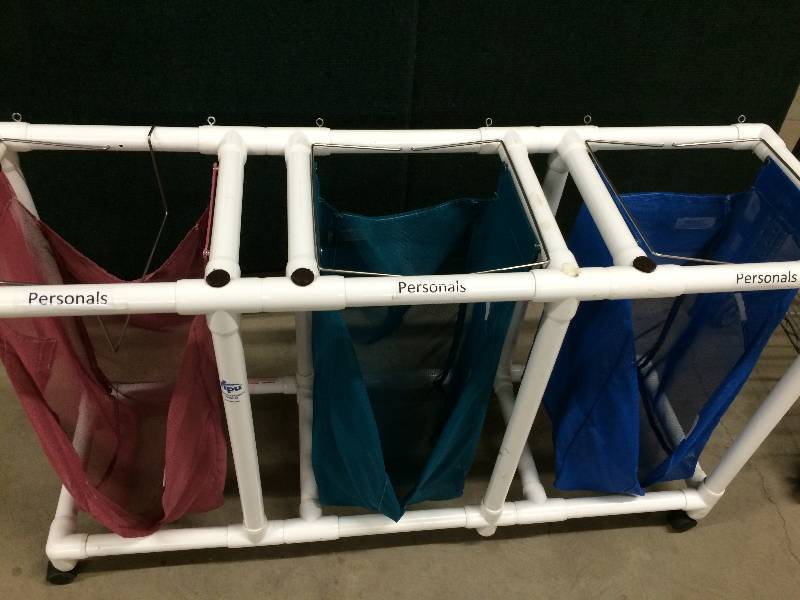 lot 68 image: Innovative Products Unlimited Mobile Deluxe Isolation Room 3 Hampers Stand Easy Clean  - Super Condition
