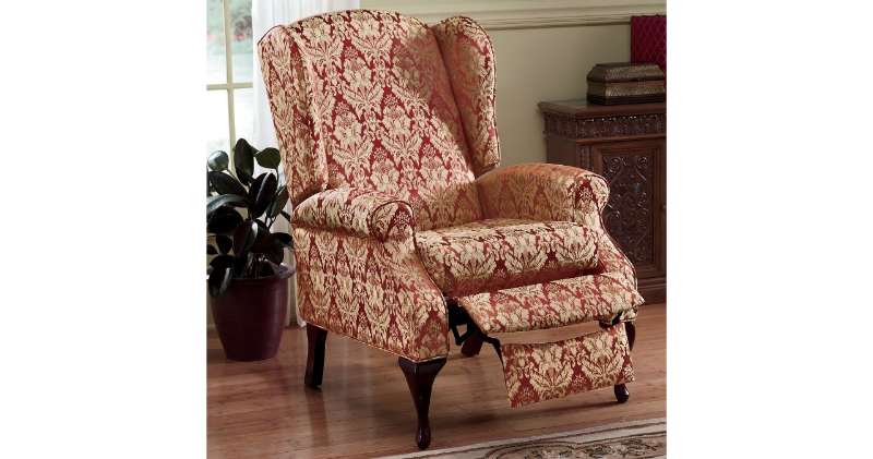 Patterned Wingback Recliner open bo...