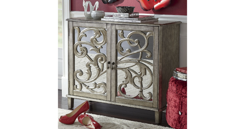 2-Door Mirrored Scroll-Front Cabine...
