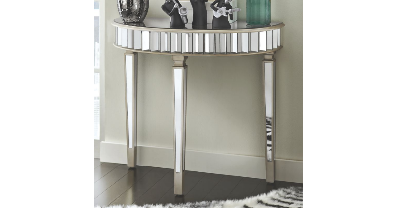 Mirrored Half-Round Table open box ...