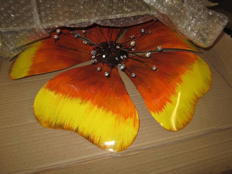 Persimmon Lighted Wall Flower open ...