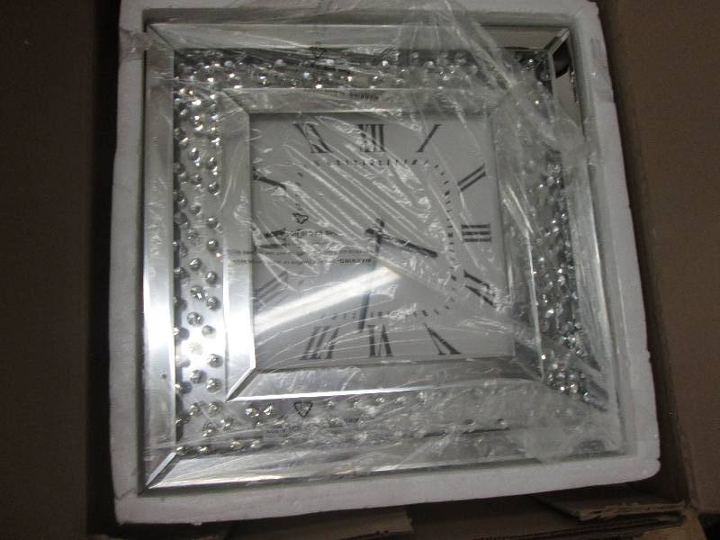 Mirror Crystal Wall Clock open box,...