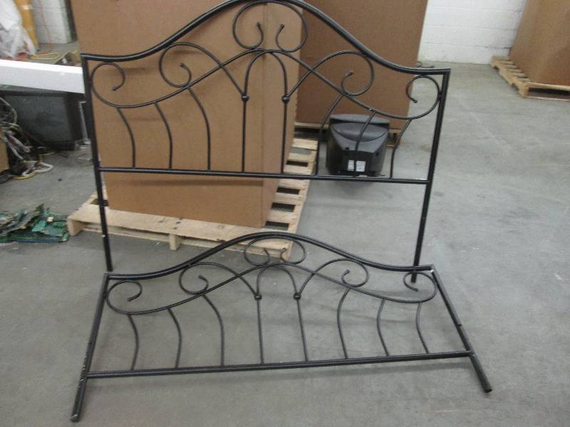Black Scroll Metal Full Headboard &...