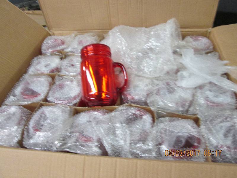 1 case of red mason jar tumblers ...