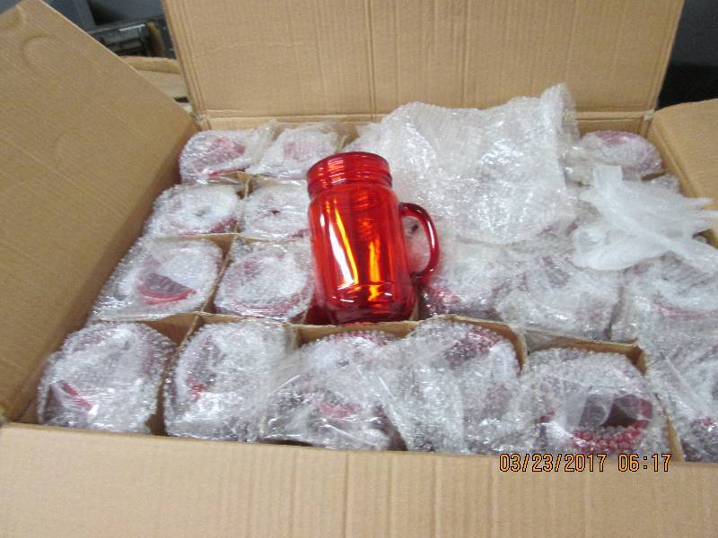 1 case of red mason jar tumblers ...