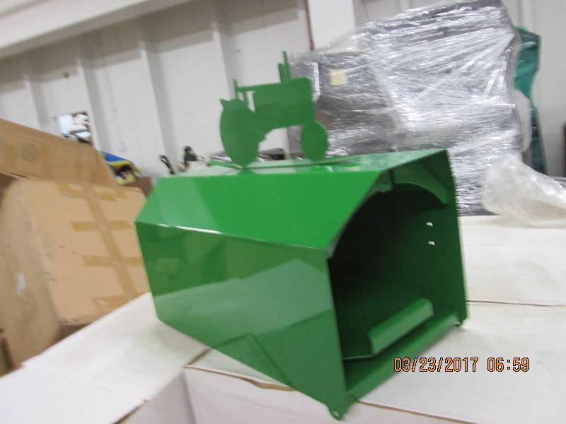 1 big green mail box with tractor t...